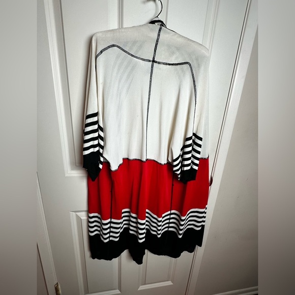 St. John Red, Black, and White Striped Cardigan - Picture 10 of 16